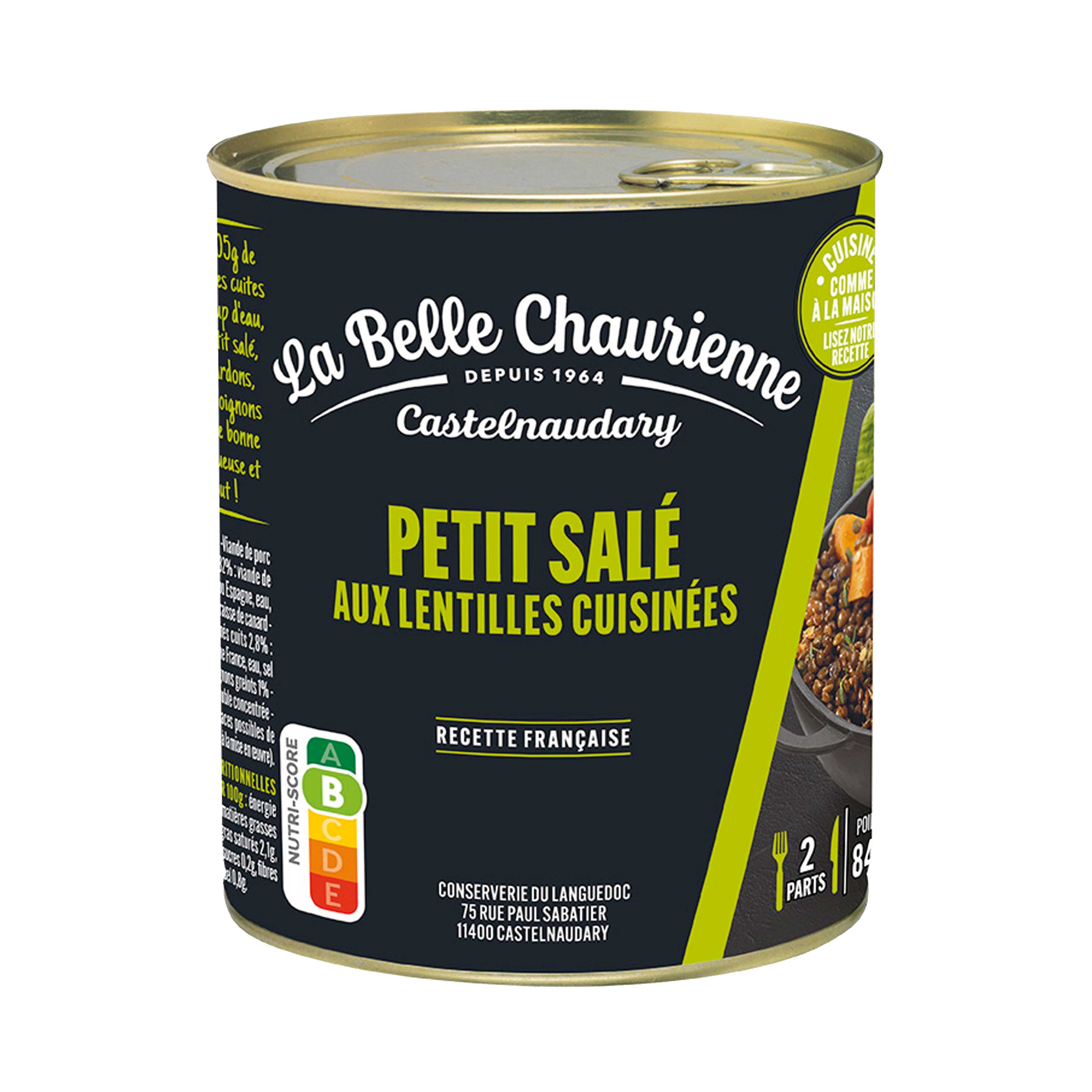 LA BELLE CHAURIENNE - Gepökeltes Schweinefleisch mit Linsen 840g