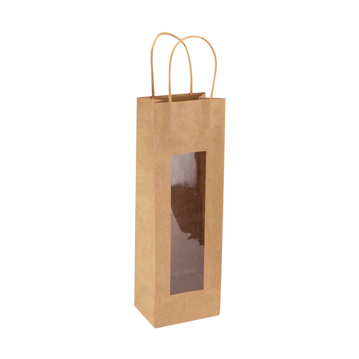 Kraftpapiertasche mit Fenster für 1 Flasche 12x8,5x36cm
